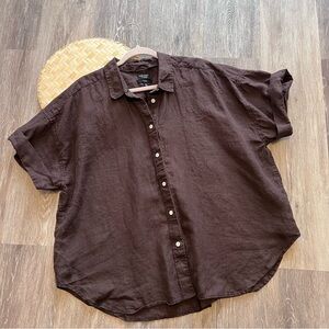 J. Crew Baird mcnutt brown 100% linen boxy button down‎ shirt
